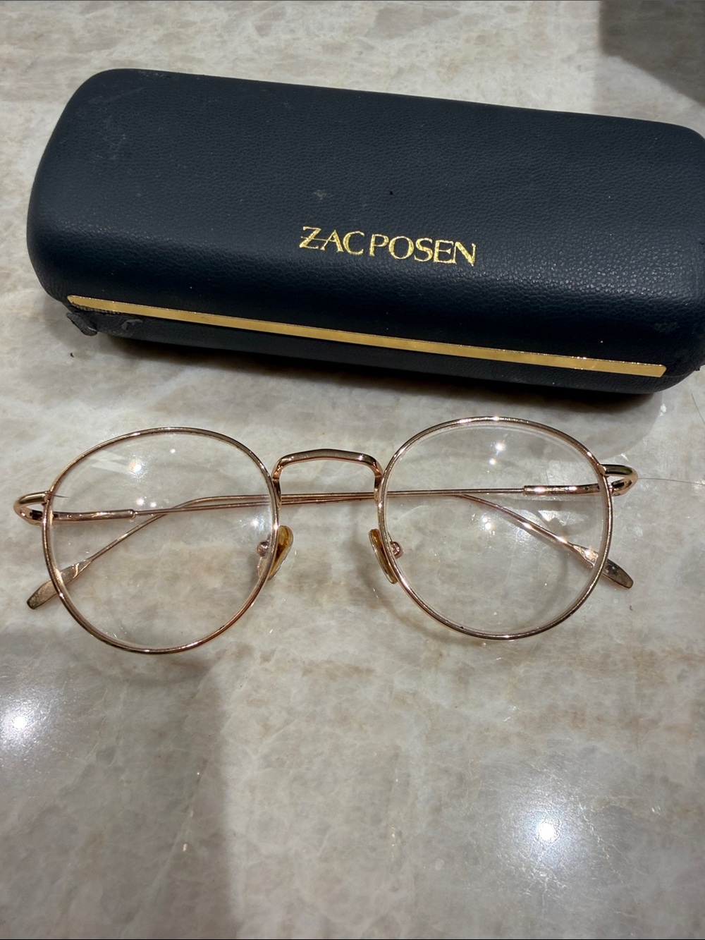 Zac Posen Men’s Round Metal Glasses in Rose Gold